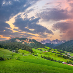 Obraz premium Gorgeous scene of magnificent Santa Maddalena village in Dolomites.