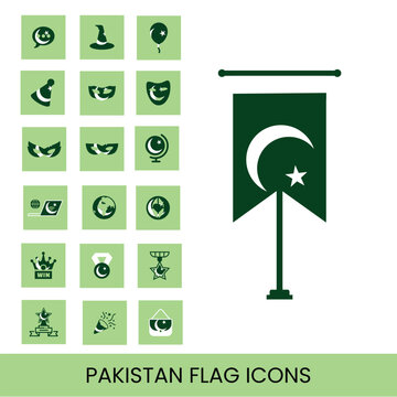 Pakistan flag icons in new design