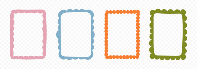 A collection of colorful hand-drawn square frames. Vector decorative borders for scrapbooking, greeting cards, invitations, photo albums, labels, posters, and creative design projects.  © Lapalovee