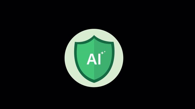 AI Shield. Artificial Intelligence Security Concept Animation Video - Transparent