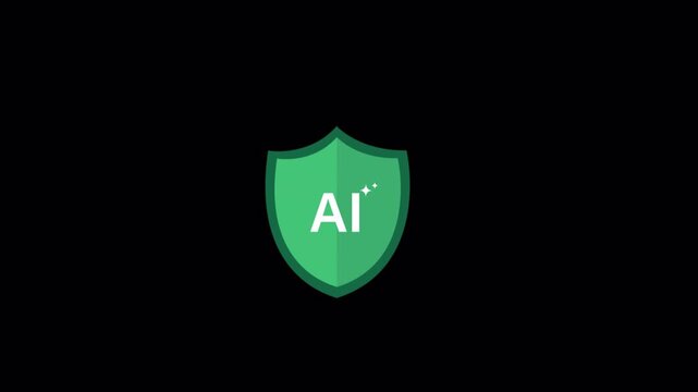 AI Shield. Artificial Intelligence Security Concept Animation Video - Transparent