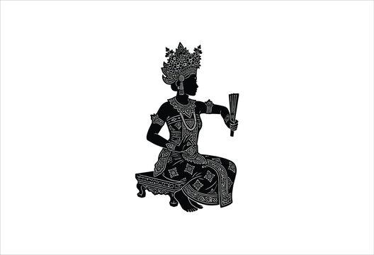 Balinese dancer silhouette against a white background traditional art form