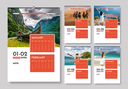 2027 Wall Calendar Design Template