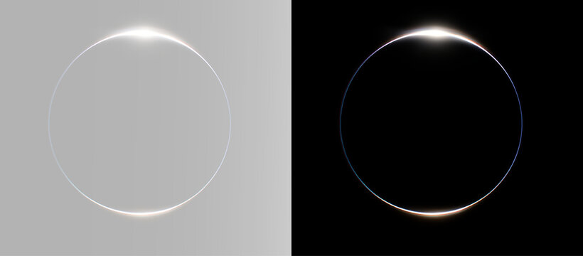 Glowing ring overlay transparent light circle halo lens flare round light eclipse glow effect