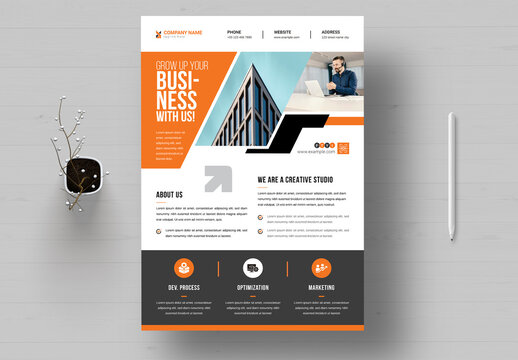 Business Flyer Layout with Colorful Accents
