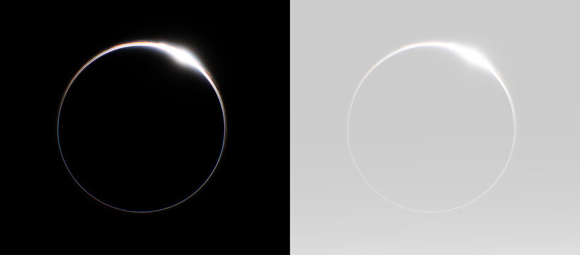 Light circle overlay transparent glowing ring halo round lens flare glow eclipse abstract light effect