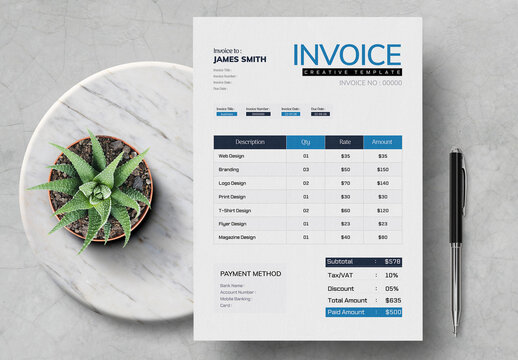 Business Invoice Template with Clean Layout