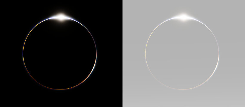 Light circle overlay transparent glowing ring halo round lens flare glow eclipse abstract light effect