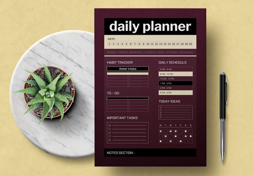 Daily Planner Template for Productivity and Organization