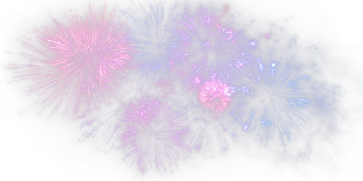 Dynamic fireworks burst set isolated transparent background PNG