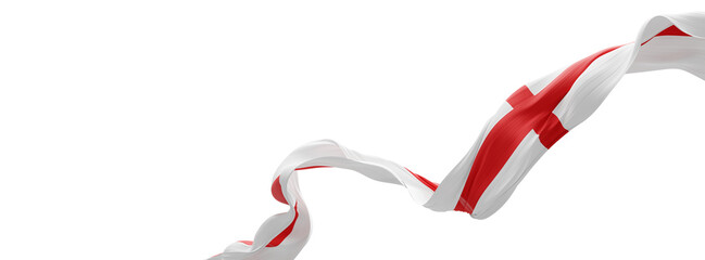 England flag ribbon sheer pleated fabric flowing isolated on transparent background with copy space 3D render © ArtBackground