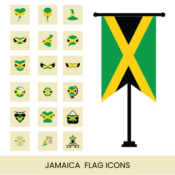 Jamaica flag icons in new design