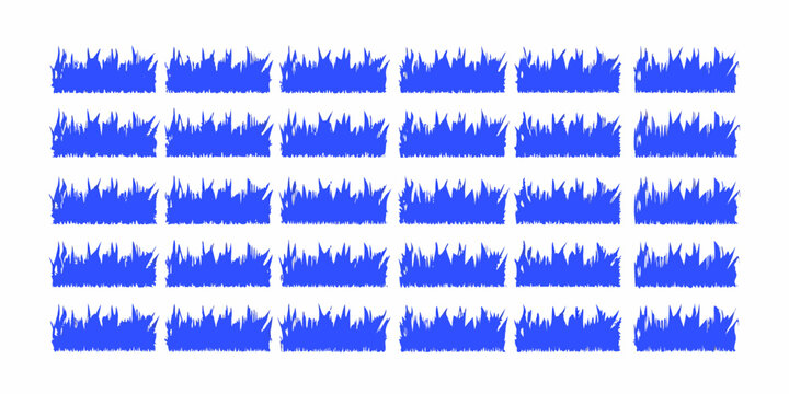 Blue grass silhouettes arranged in a grid on a white background