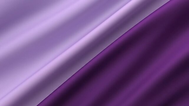 Abstract purple background with smooth diagonal fabric folds and soft satin textures, featuring gradients from lilac to dark violet in a layered wavy pattern for modern design.