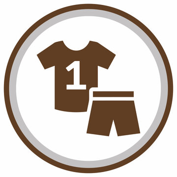 Brown sports uniform with number on shirt and shorts