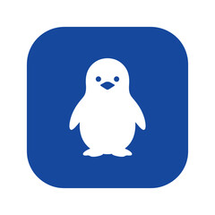 Fototapeta premium A penguin on a blue background vector illustration, simple animal icon design element.