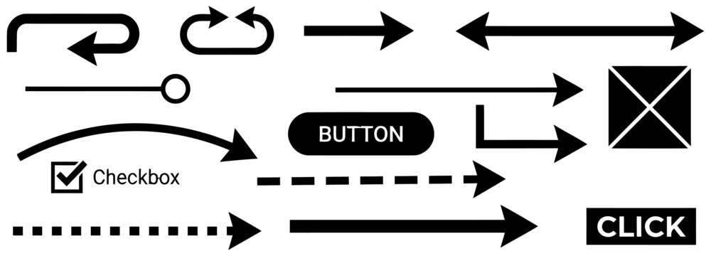 User interface elements collection arrows buttons checkboxes and navigation icons
