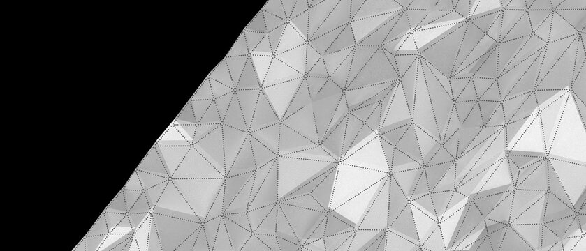 Detailed texture of a geometric surface with triangular facets and dotted lines.