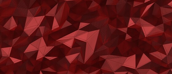 Naklejka premium Abstract low poly geometric pattern texture with red tones and digital effects