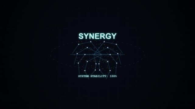 Digital handshake animation, synergy concept, futuristic business partnership