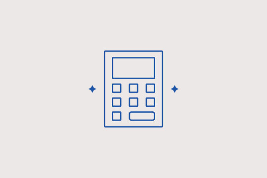 Electronic digital calculator with buttons line icon for accounting firm. Financial vector illustration for mathematics school lesson, bookkeeping service, banking app.