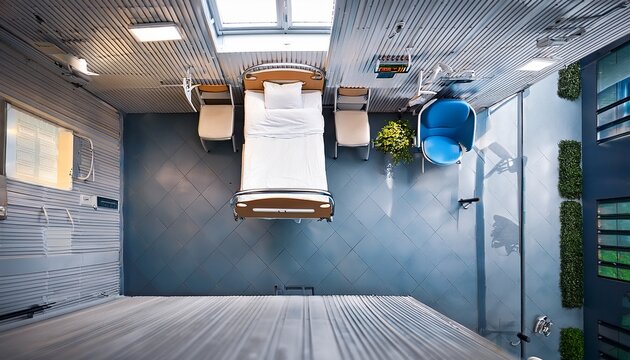 top view of a modern hospital ward