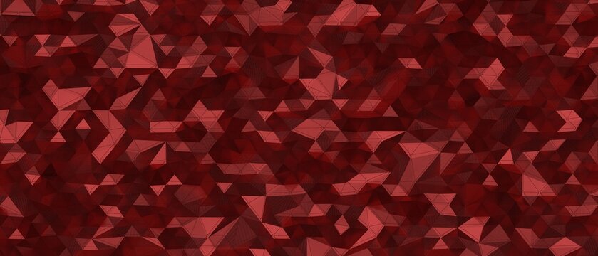 Dark red abstract geometric pattern with textured triangles for backgrounds