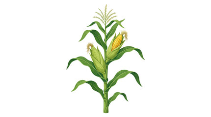 Fototapeta premium corn plant with green leaves and yellow corn