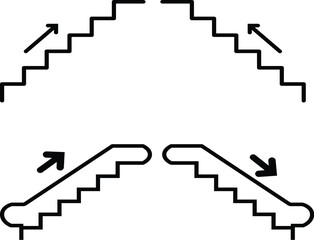 Fototapeta premium Minimal Escalator and Stair Direction Icons Set – Up and Down Staircase Vector Symbols Isolated on White Background