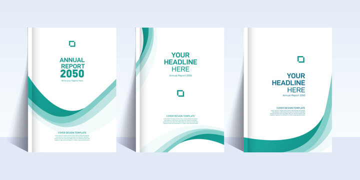 Green Corporate Annual Report Cover Template with Smooth Curves and Clean Minimal Layout