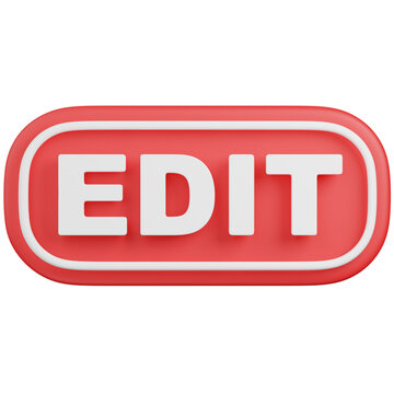 3D render Red Edit Button Isolated icon 