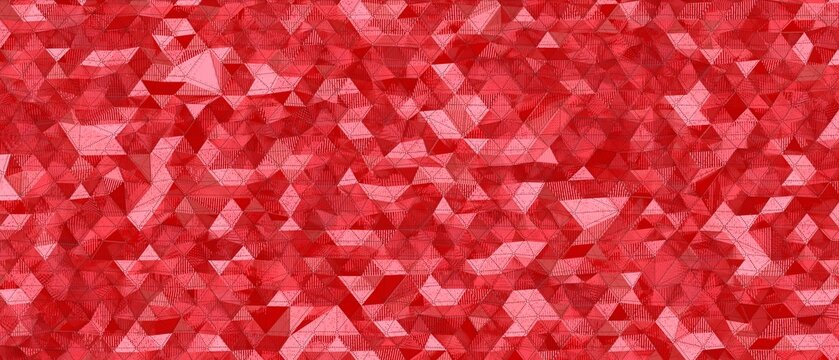 Dynamic red abstract pattern composed of textured triangles creating depth and visual interest.
