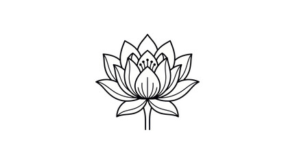 Fototapeta premium Minimalist Lotus Flower Outline Vector
