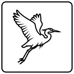 Naklejka premium Square Icon of a Flying Heron Silhouette