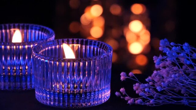 Glass Candlelight with Dried Flowers &ndash; Medium Shot (Left)