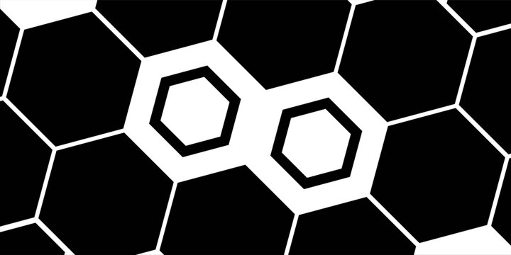 Black hexagon photo collage template. Honeycomb layout design element, blank frames for photo collection, overlay, montage, clipping, layer mask. Vector illustration.