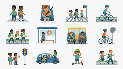 Fototapeta premium Children Learning Traffic Safety Skills.