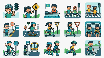 Fototapeta premium Children Learning Traffic Safety Rules.