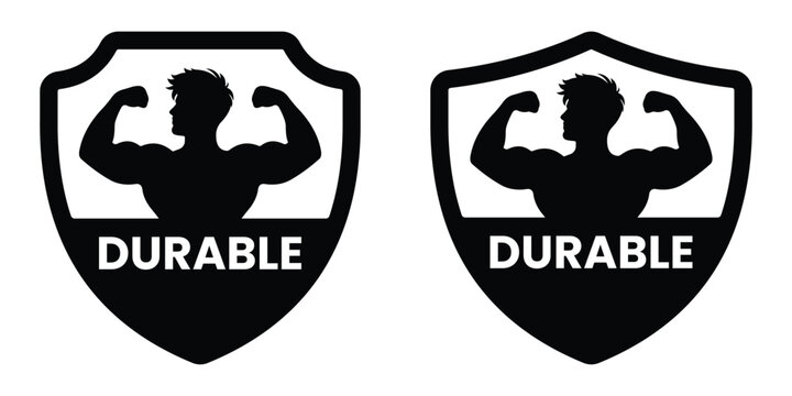 Durable label or high durability label vector icon set. Durable sign, symbol. High durability stickers for packaging labeling. Durability logo. Vector illustration.