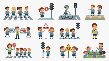 Fototapeta premium Children Learning Traffic Safety Rules.