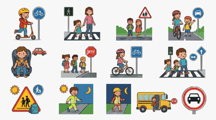 Fototapeta premium Children Learning Traffic Safety Rules.