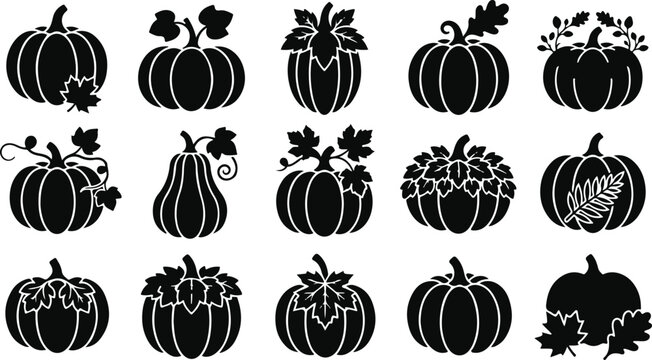 Cracked Pumpkin Silhouette Bundle &ndash; Broken Halloween Pumpkin SVG, Distressed Jack O Lantern Vector Set