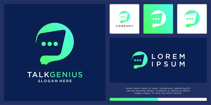 Talk genius logo design template with lamp