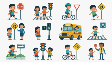 Fototapeta premium Children Learning Traffic Safety Rules.