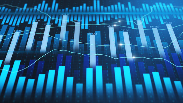 Trading and investment data showing financial analysis, business growth strategy, economic wealth index, futuristic digital asset management, and worldwide corporate profit trend global stock market