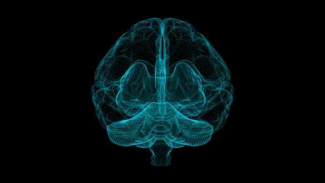 Hologram brain digital visual mind glow intelligence system brain artificial machine learning science futuristic