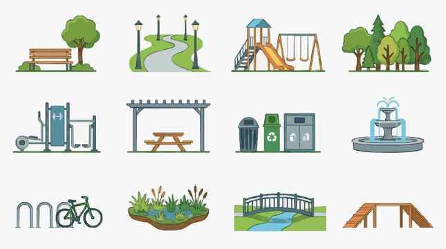 Childrens Playground Scenes Collection.