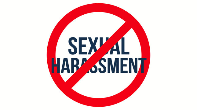 No Sexual Harassment sign with prohibition circle promoting a respectful, harassment-free workplace policy