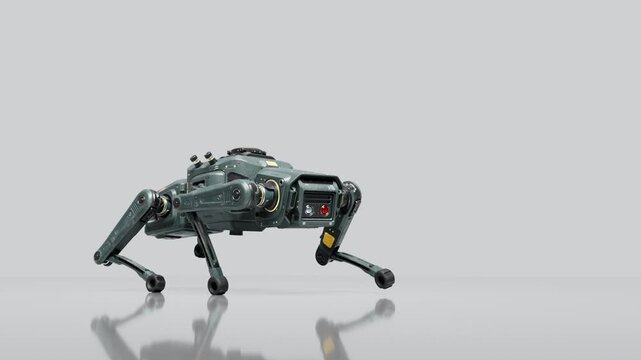 Quadruped robot creeping forward cautiously