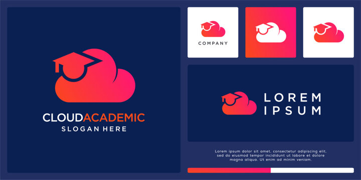 Cloud academic logo design with hat